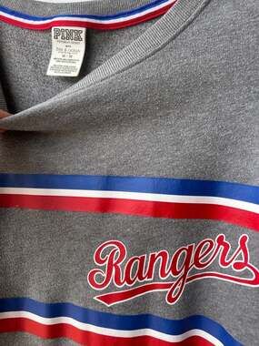 Victoria's Secret PINK x MLB Texas Rangers Striped Crewneck Sweatshirt